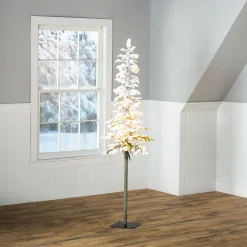 Plow & Hearth Lighted Trees & Garlands>6' Monte Rosa Flocked Alpine Fir Christmas Tree with 150 Warm White LEDs