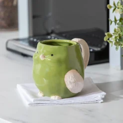 Plow & Hearth Coffee & Tea Cups>17.5 oz Ceramic Cup with Gift Box, Bird, Green