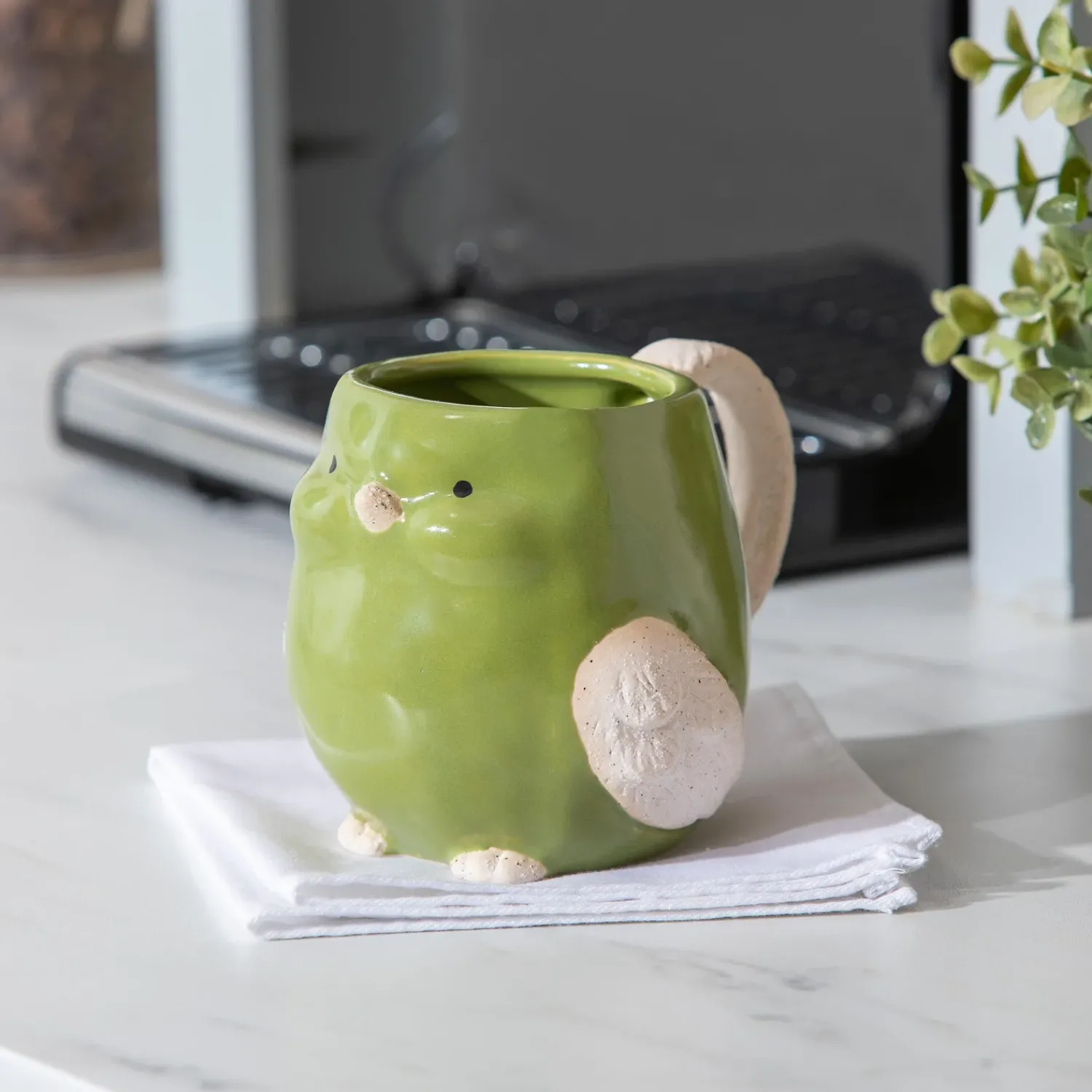 Plow & Hearth Coffee & Tea Cups>17.5 oz Ceramic Cup with Gift Box, Bird, Green