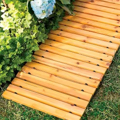 Plow & Hearth Garden Fencing & Edging|Pathways & Stepping Stones>8' Portable Roll-Out Straight Hardwood Pathway