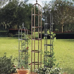 Plow & Hearth Arbors & Trellises>7' Powder-Coated Steel Garden Obelisk Bronze