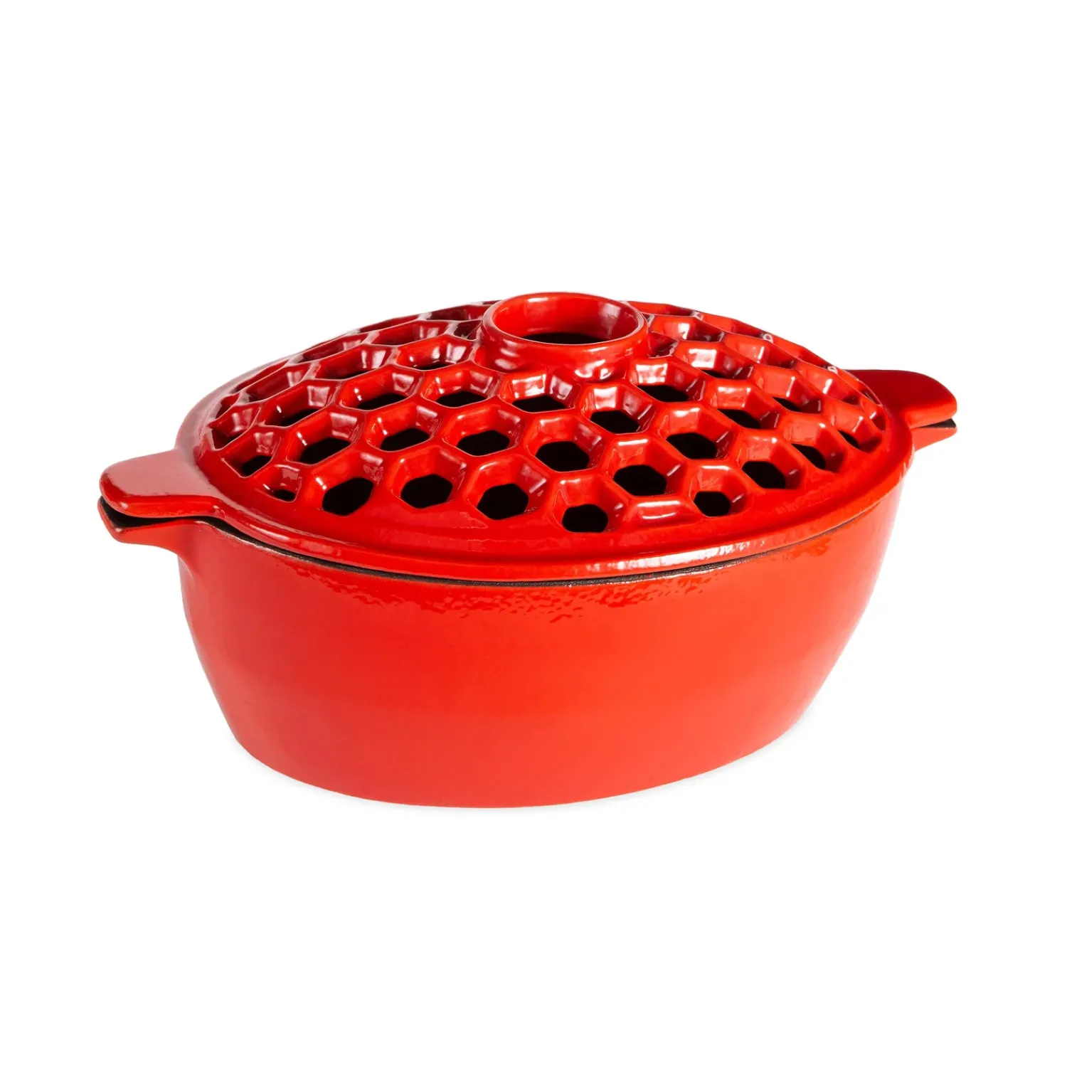 Plow & Hearth Woodstove Steamers>1.5 QT. Cast Iron Lattice Wood Stove Steamer Red