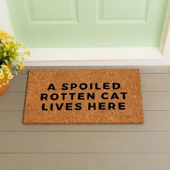 Plow & Hearth Coir Mats>A spoiled rotten cat Coir Mat