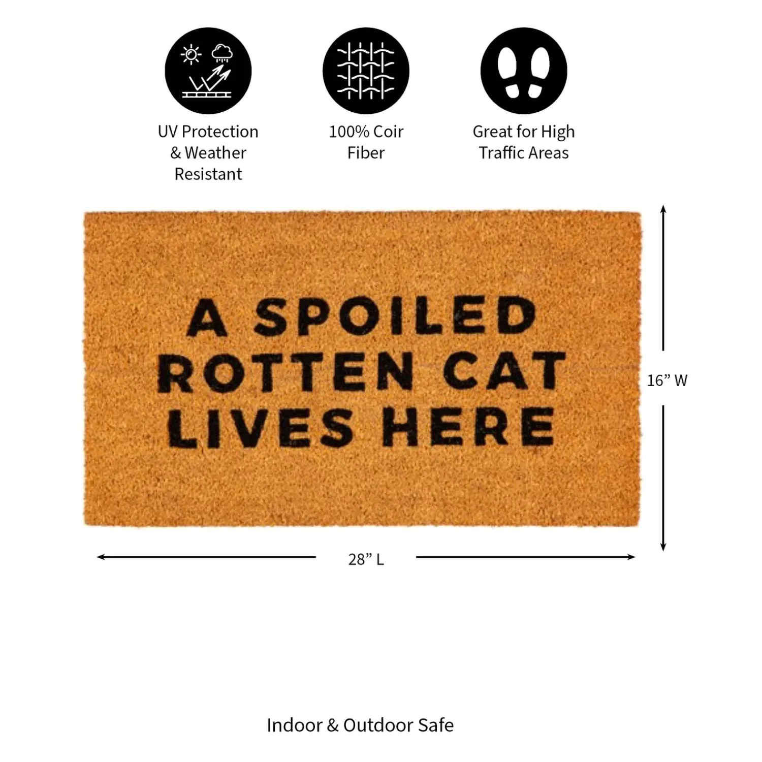 Plow & Hearth Coir Mats>A spoiled rotten cat Coir Mat