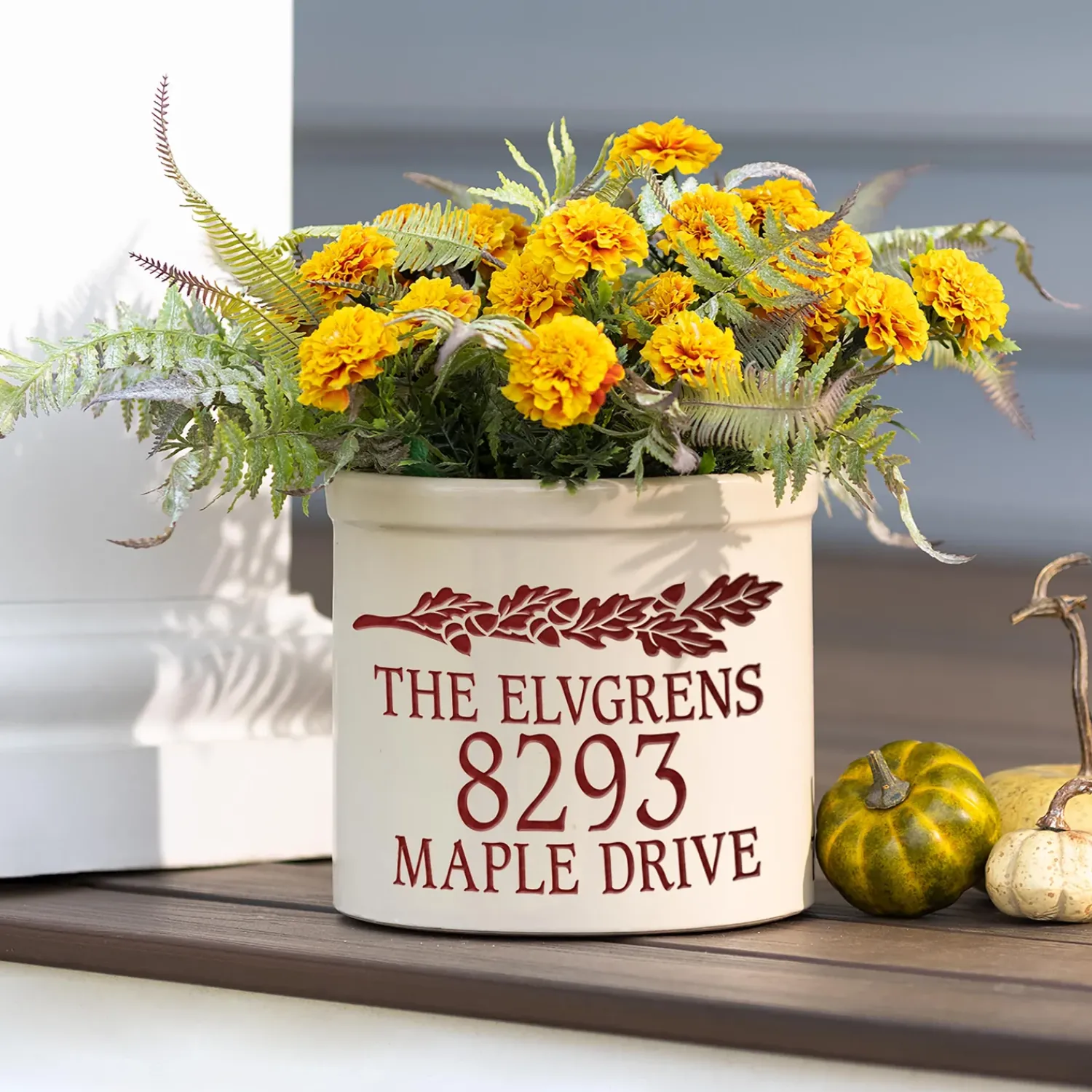 Plow & Hearth Planters & Plant Stands>Acorn Personalized Address Crock With Name And House Number