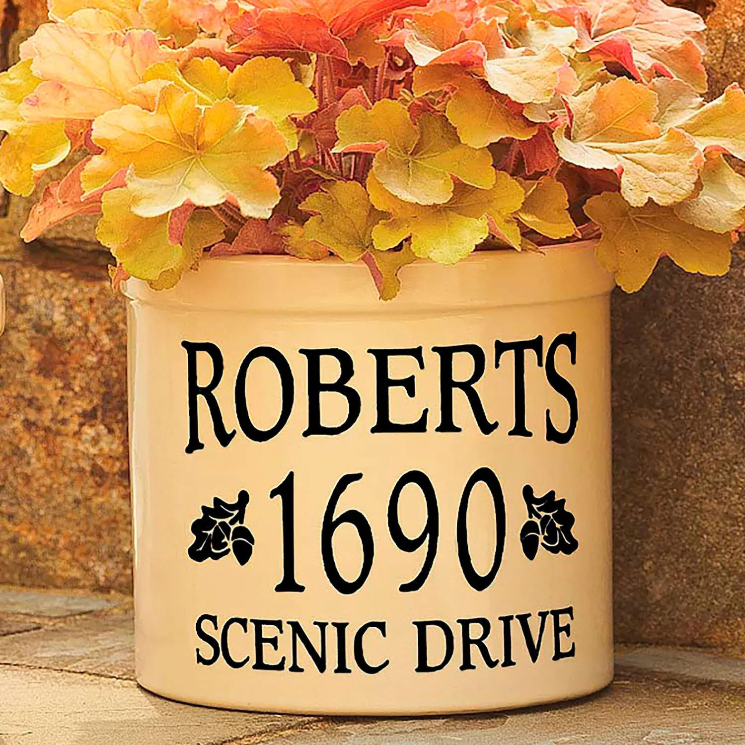 Plow & Hearth Planters & Plant Stands|Address Signs & Wall Plaques>Acorn-Styled Personalized Crock