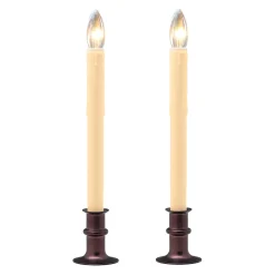 Plow & Hearth Candles & Lanterns|Lighted Accents>Adjustable Window Candle with Timer, Set of 2 Bronze