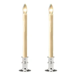 Plow & Hearth Candles & Lanterns|Lighted Accents>Adjustable Window Candle with Timer, Set of 2 Pewter