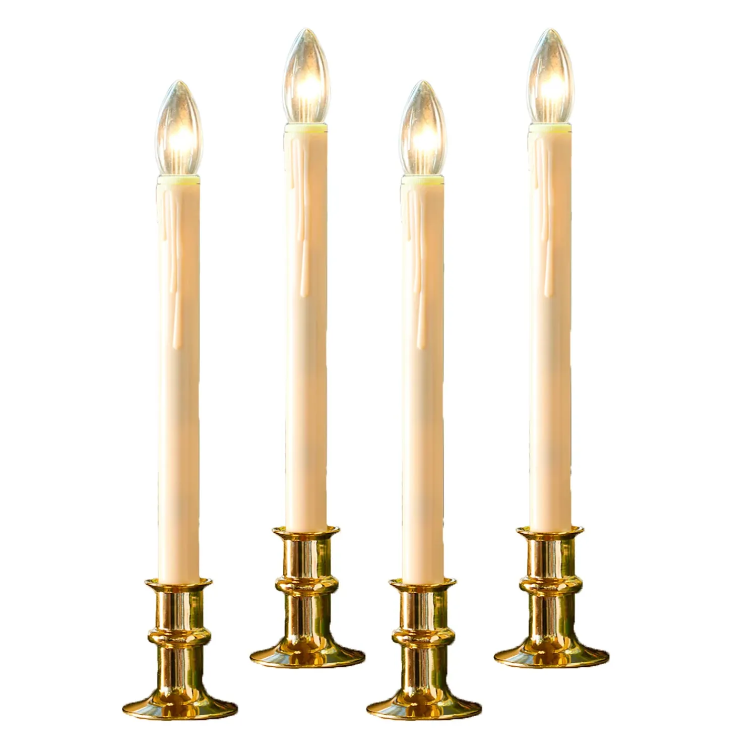 Plow & Hearth Candles & Lanterns|Lighted Accents>Adjustable Window Candle with Timer, Set of 4