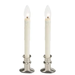 Plow & Hearth Candles & Lanterns>Adjustable Window Hugger Candles, Set of 2 Pewter