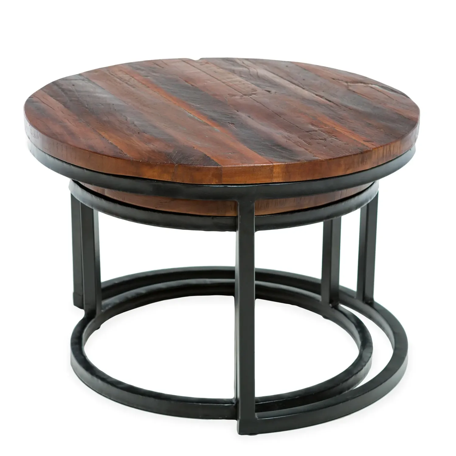 Plow & Hearth Accent Tables>Allegheny Reclaimed Wood Round Nesting Tables, Set of 2