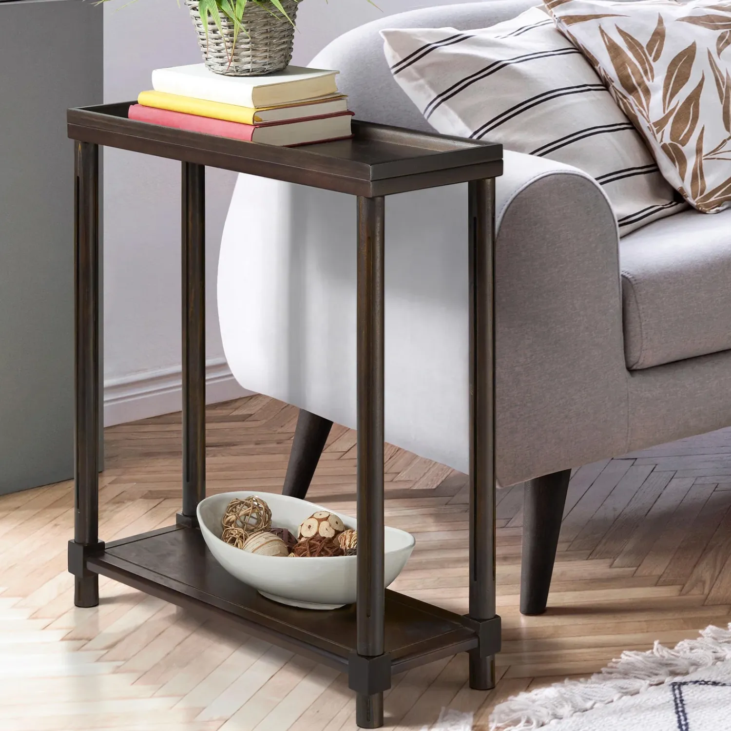 Plow & Hearth Accent Tables>Allison Slim Wood Side Tables, Set of 2