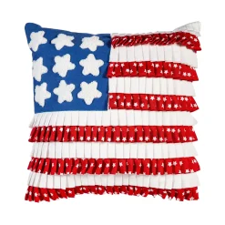 Plow & Hearth Decorative Pillows>American Flag Pleated Square Pillow, 16"