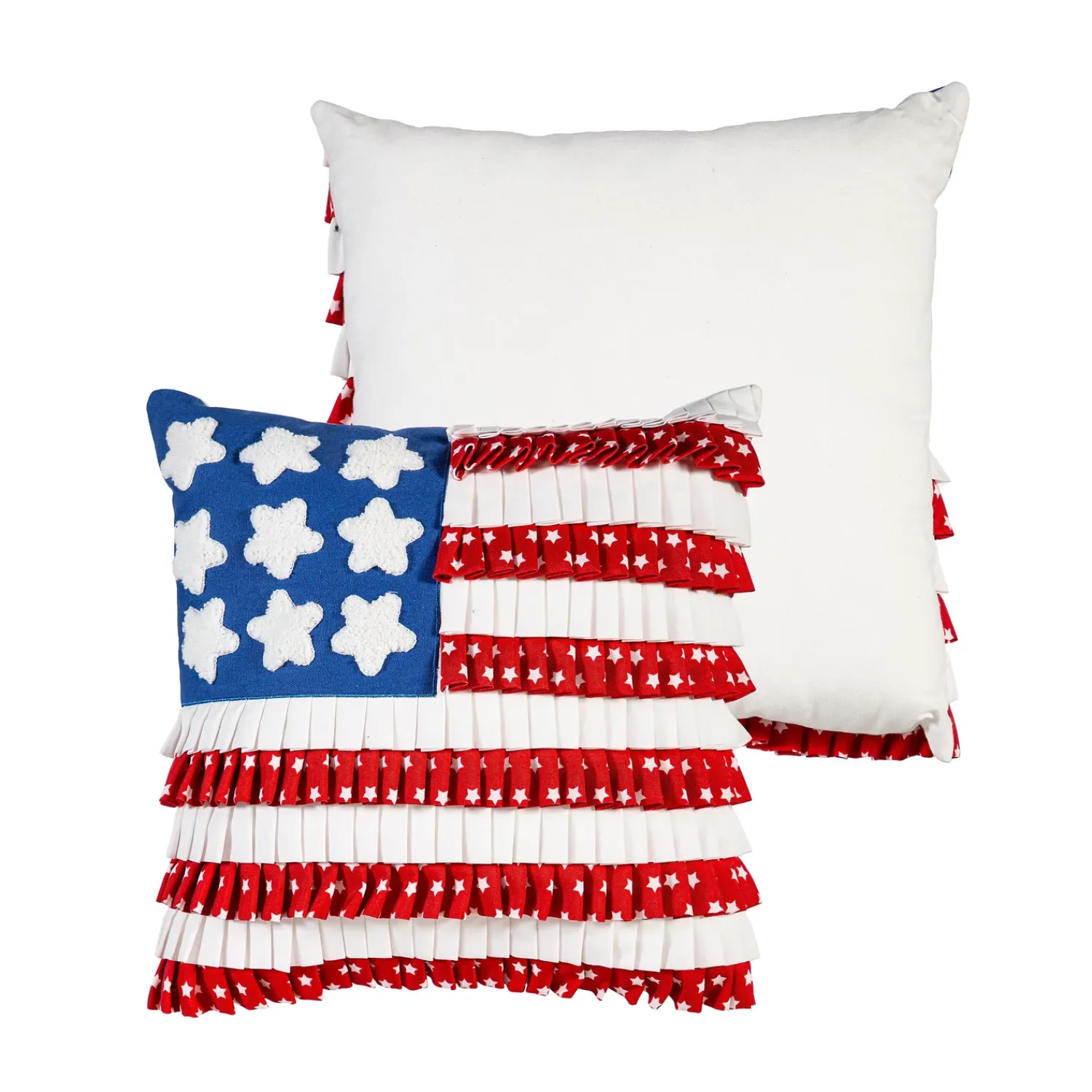 Plow & Hearth Decorative Pillows>American Flag Pleated Square Pillow, 16"