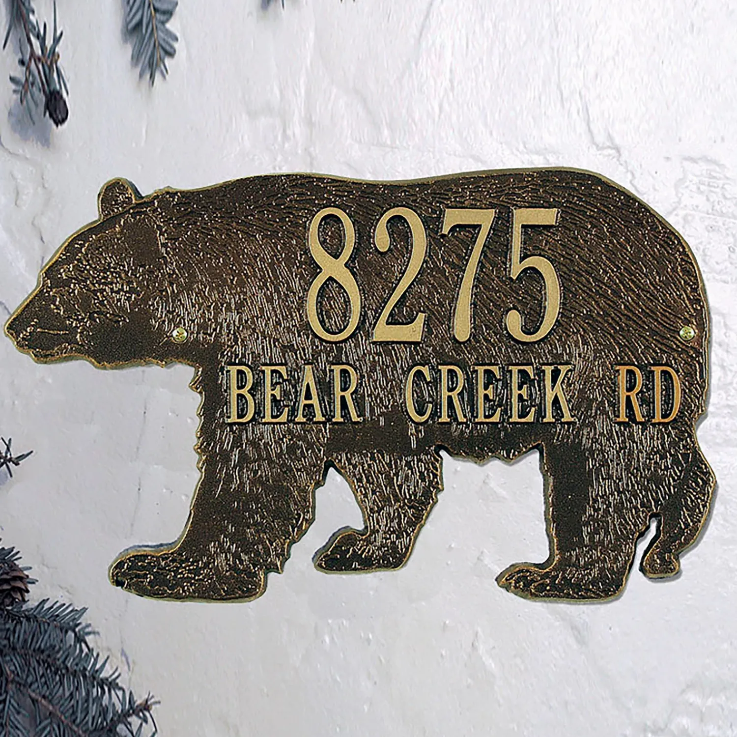 Plow & Hearth Address Signs & Wall Plaques>American-Made Bear Silhouette Address Plaque In Cast Aluminum