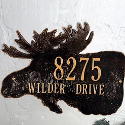 Plow & Hearth Address Signs & Wall Plaques>American-Made Moose Silhouette Address Plaque In Cast Aluminum