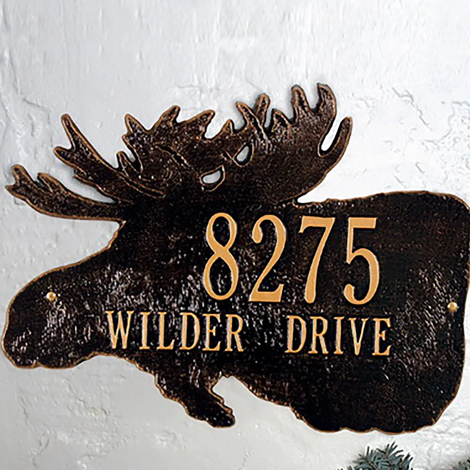 Plow & Hearth Address Signs & Wall Plaques>American-Made Moose Silhouette Address Plaque In Cast Aluminum