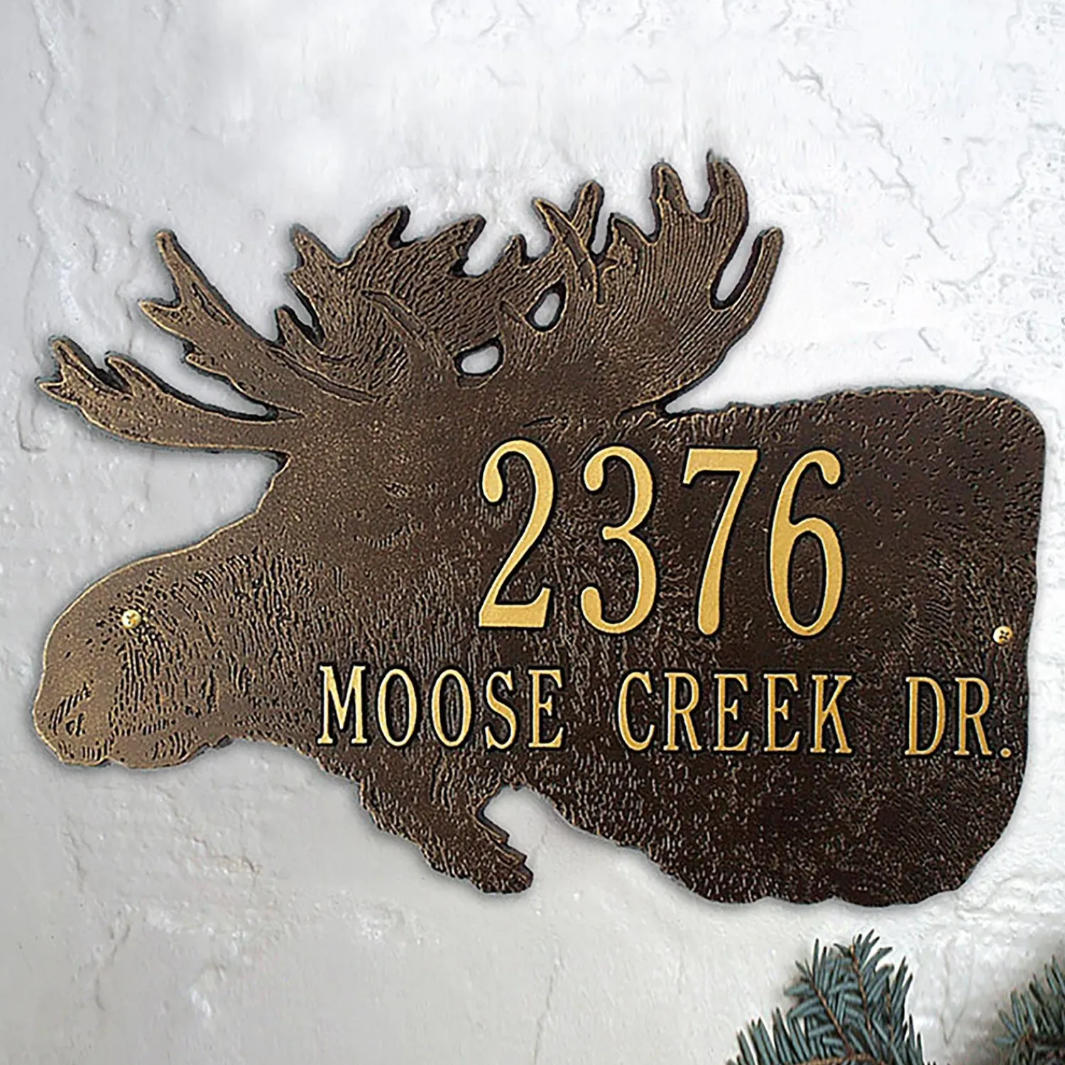 Plow & Hearth Address Signs & Wall Plaques>American-Made Moose Silhouette Address Plaque In Cast Aluminum