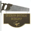 Plow & Hearth Address Signs & Wall Plaques>American-Made Personalized 2-Sided Workshop Sign With Saw Bracket In Cast Aluminum