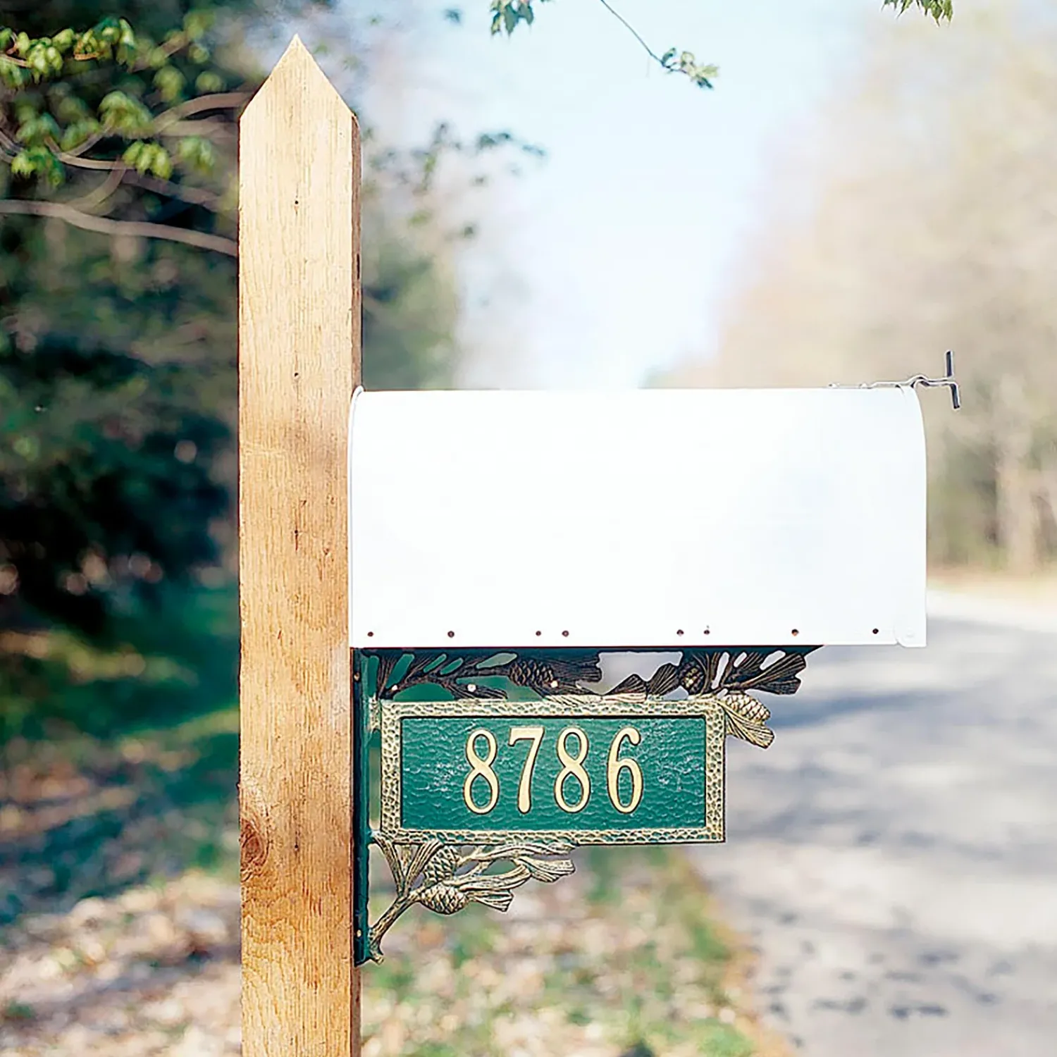 Plow & Hearth Address Signs & Wall Plaques>American-Made Personalized Pine Cone 2-Sided Mailbox Address Marker In Cast Aluminum