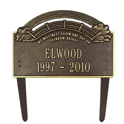 Plow & Hearth Garden Stakes|Memorial & Garden Plaques>American-Made Personalized Rainbow Bridge Pet Memorial Lawn Plaque