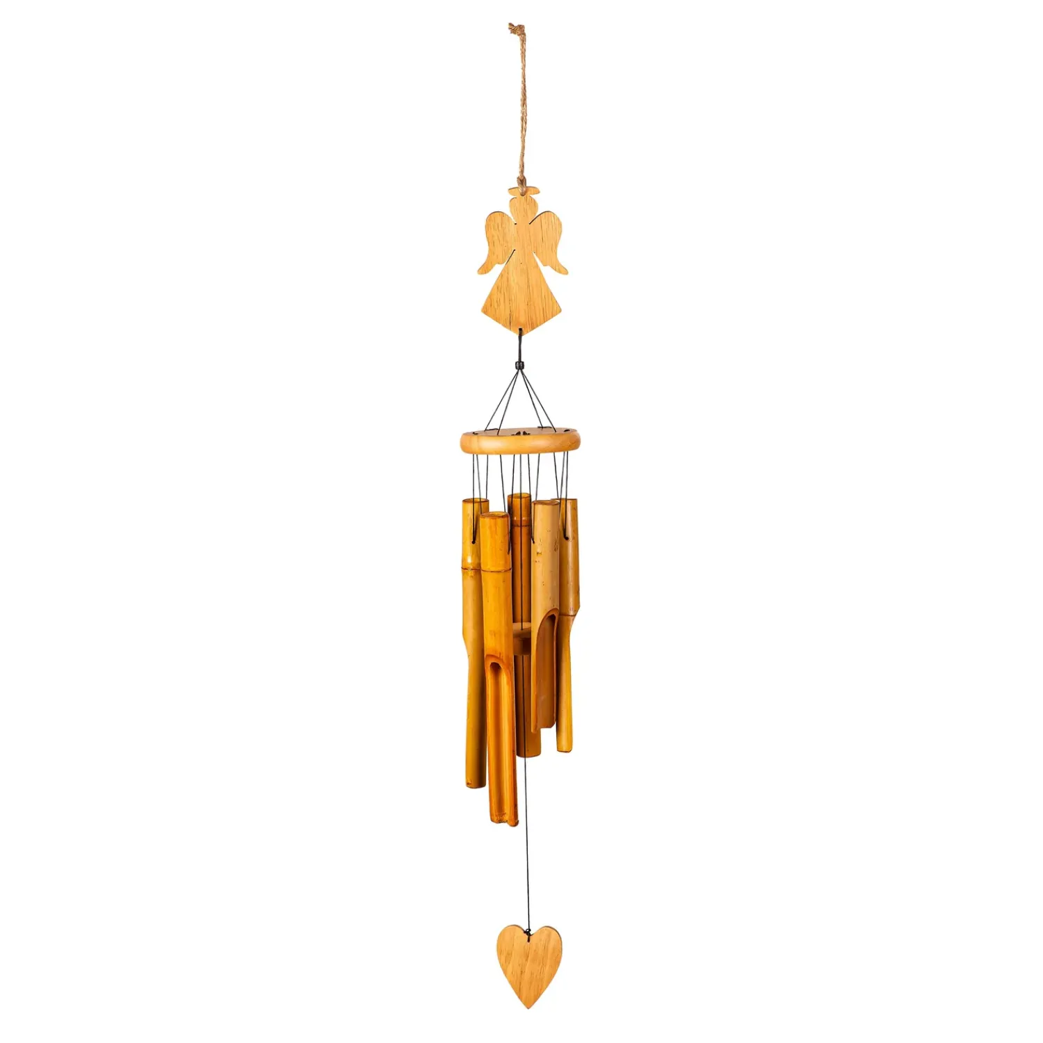 Plow & Hearth Wind Chimes & Mobiles|Memorial & Garden Plaques>Angel Memorial Bamboo Wind Chime, 37" H