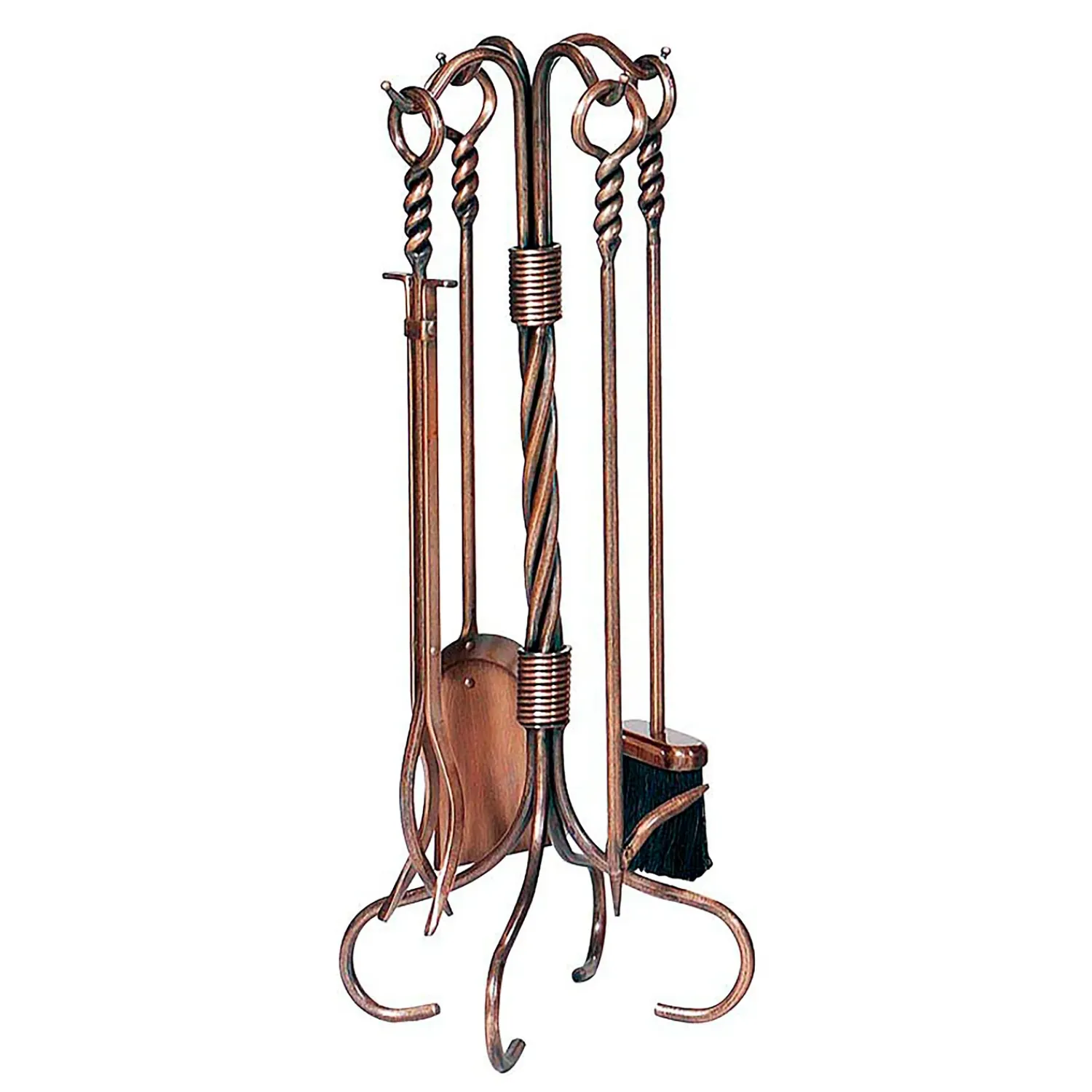 Plow & Hearth Fireplace Tool Sets>Antique Copper 4-Piece Fireplace Tool Set with Twist Handles AntiqueCopper