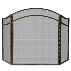 Plow & Hearth Tri-Panel Fireplace Screens>Antique Wrought Iron Tri-Folding Fireplace Screen With Arch Rust