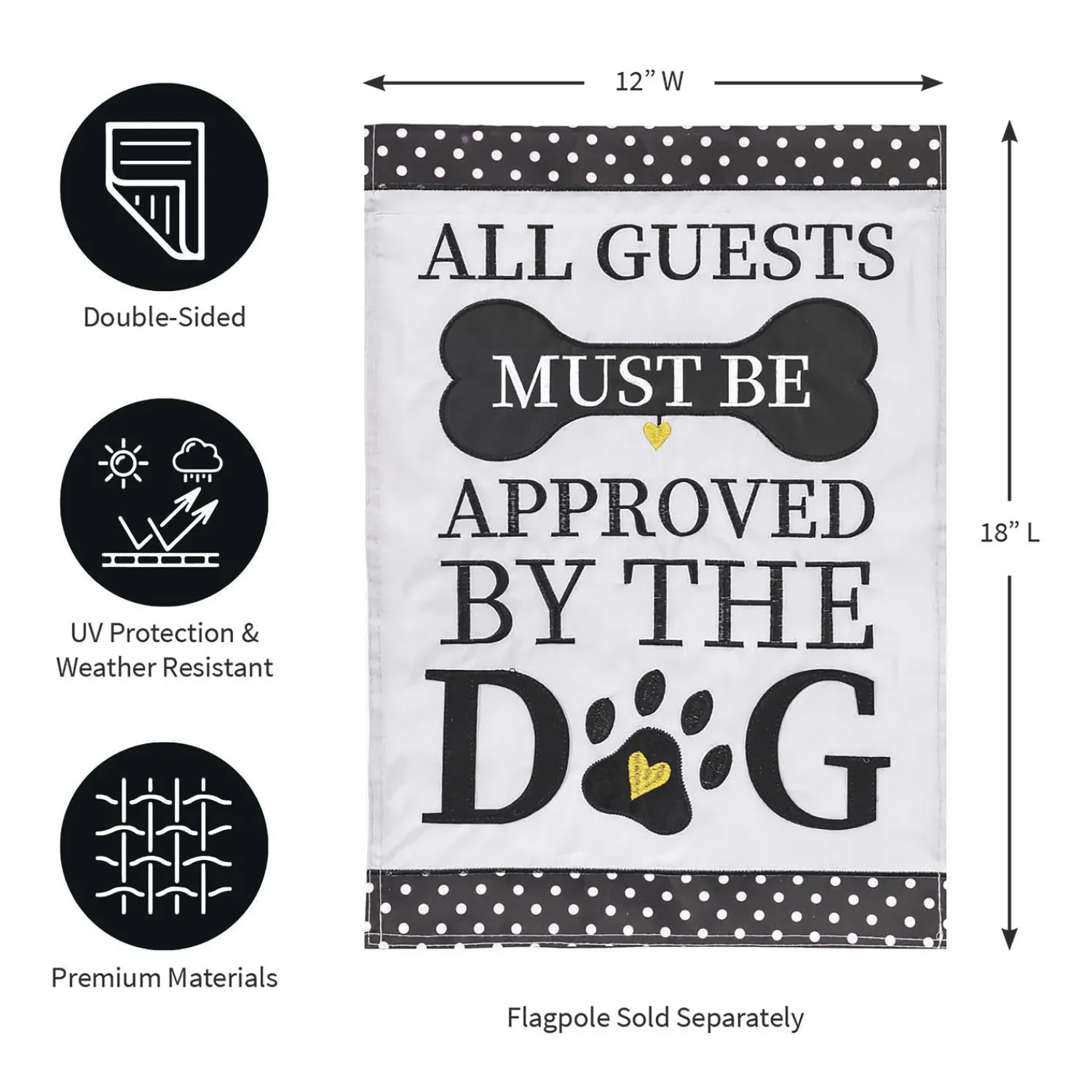 Plow & Hearth Garden Flags>Approved by the Dog Applique Garden Flag