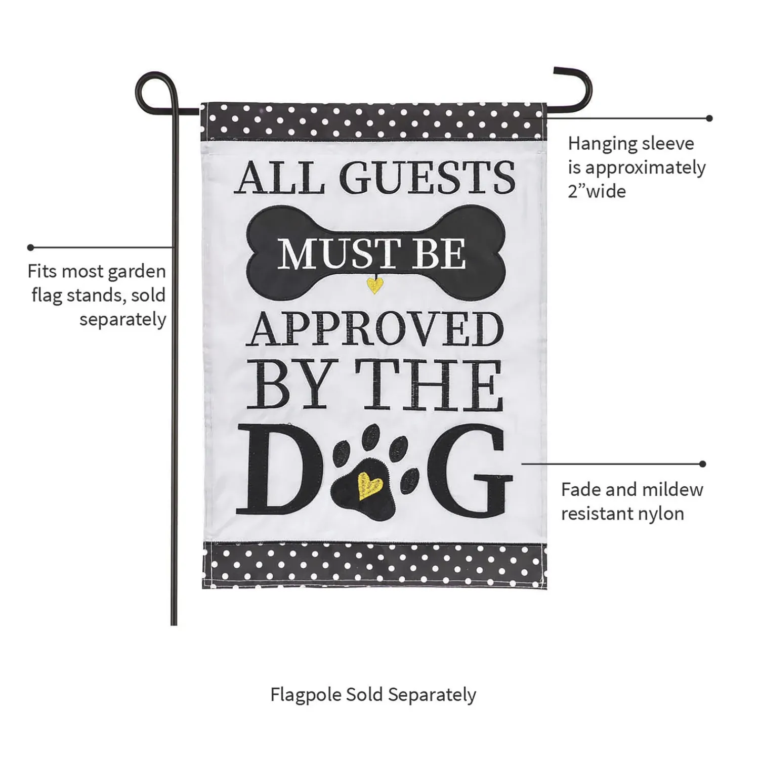 Plow & Hearth Garden Flags>Approved by the Dog Applique Garden Flag