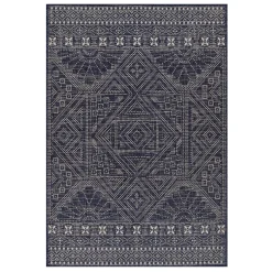 Plow & Hearth Area Rugs>Arabella Patch Polypropylene Rug, 4' x 6' Navy