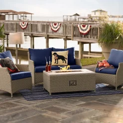 Plow & Hearth Area Rugs>Arabella Stripe Polypropylene Rug, 5'3" x 7' Navy