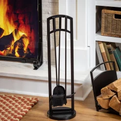Plow & Hearth Wood Handling Tools|Wood Storage & Wood Racks>Arched 4 Piece Fireplace Toolset