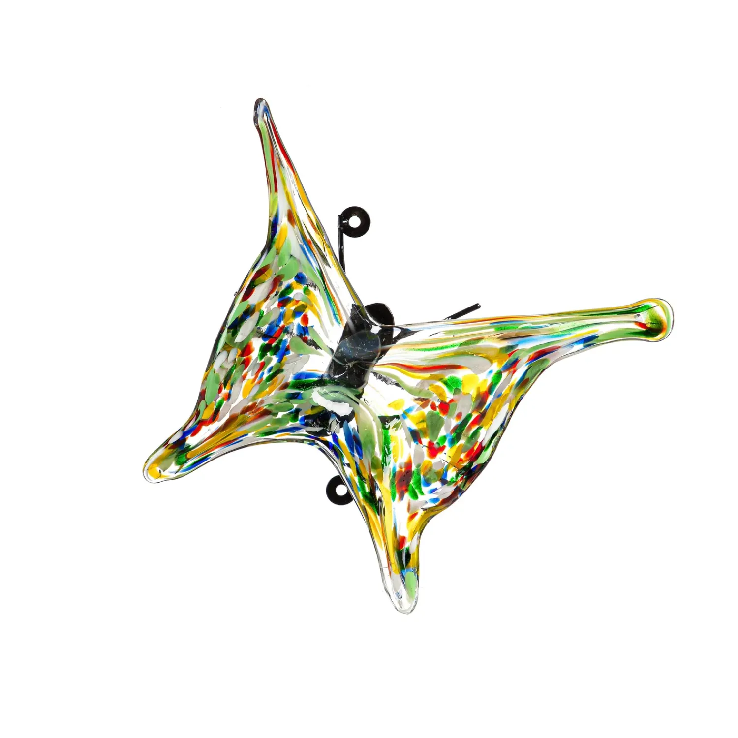 Plow & Hearth Outdoor Wall Art|Wall Art>Art Glass Butterflies with Iron Feet, Set of 3