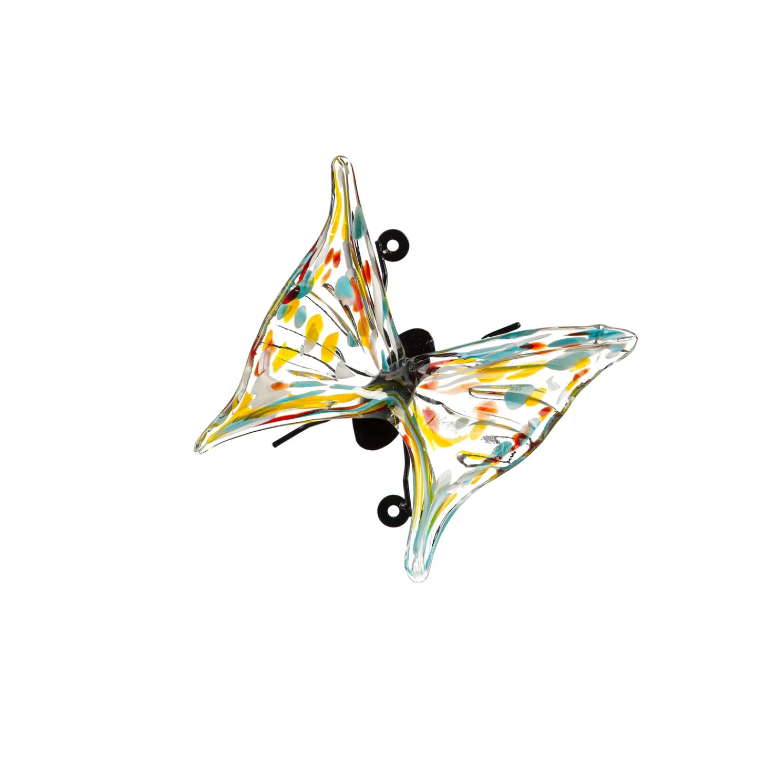 Plow & Hearth Outdoor Wall Art|Wall Art>Art Glass Butterflies with Iron Feet, Set of 3