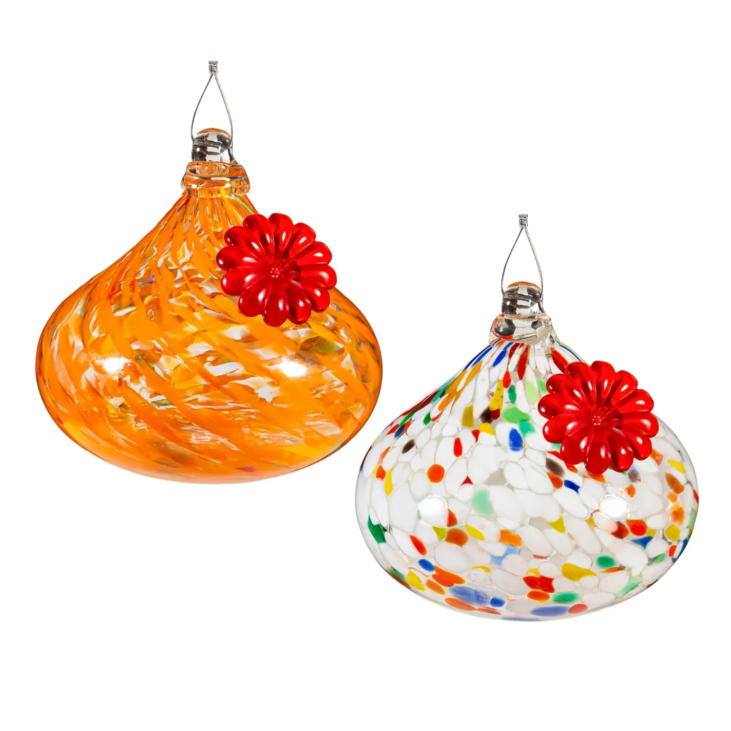 Plow & Hearth Hummingbird Feeders>Art Glass Orb Hummingbird Feeders