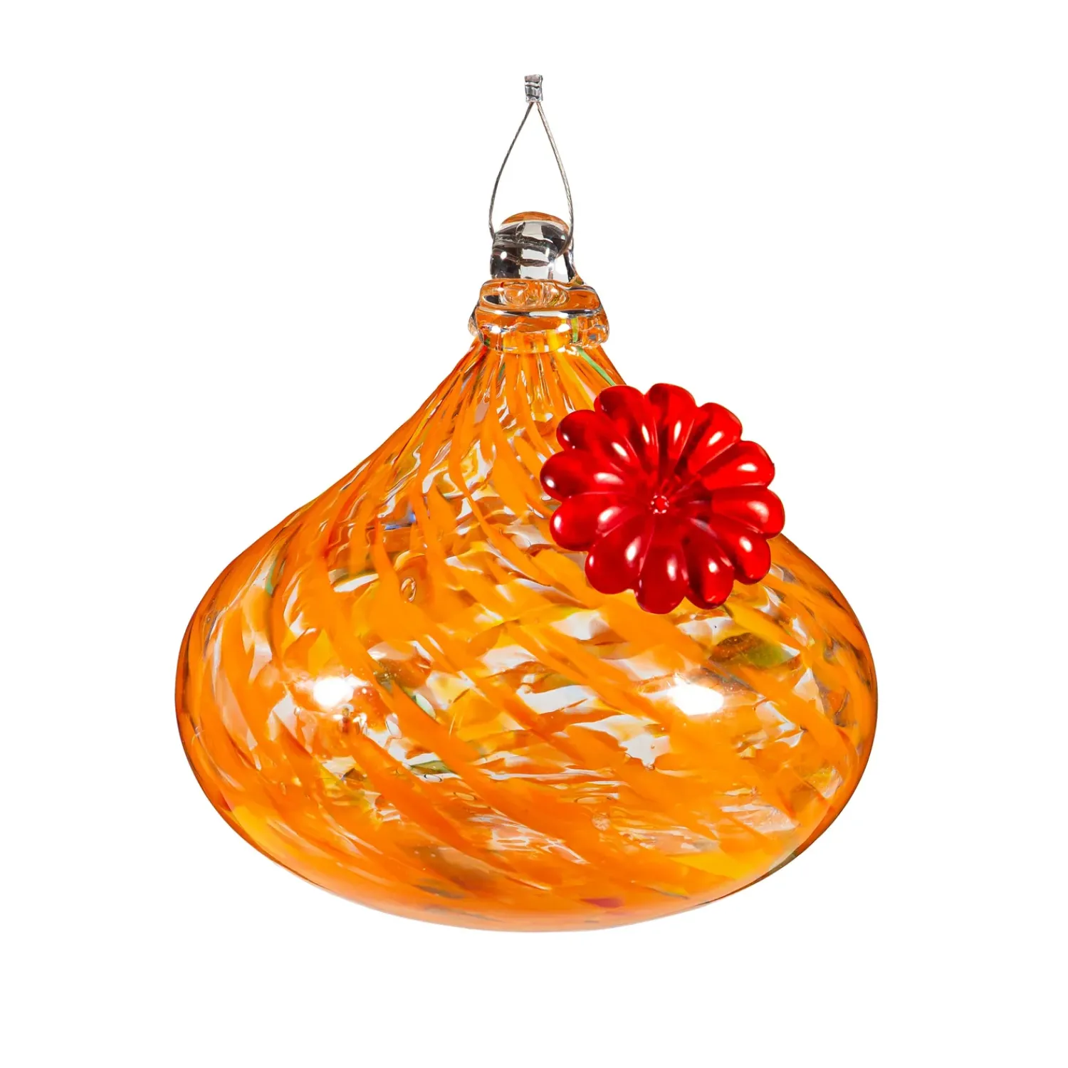 Plow & Hearth Hummingbird Feeders>Art Glass Orb Hummingbird Feeders