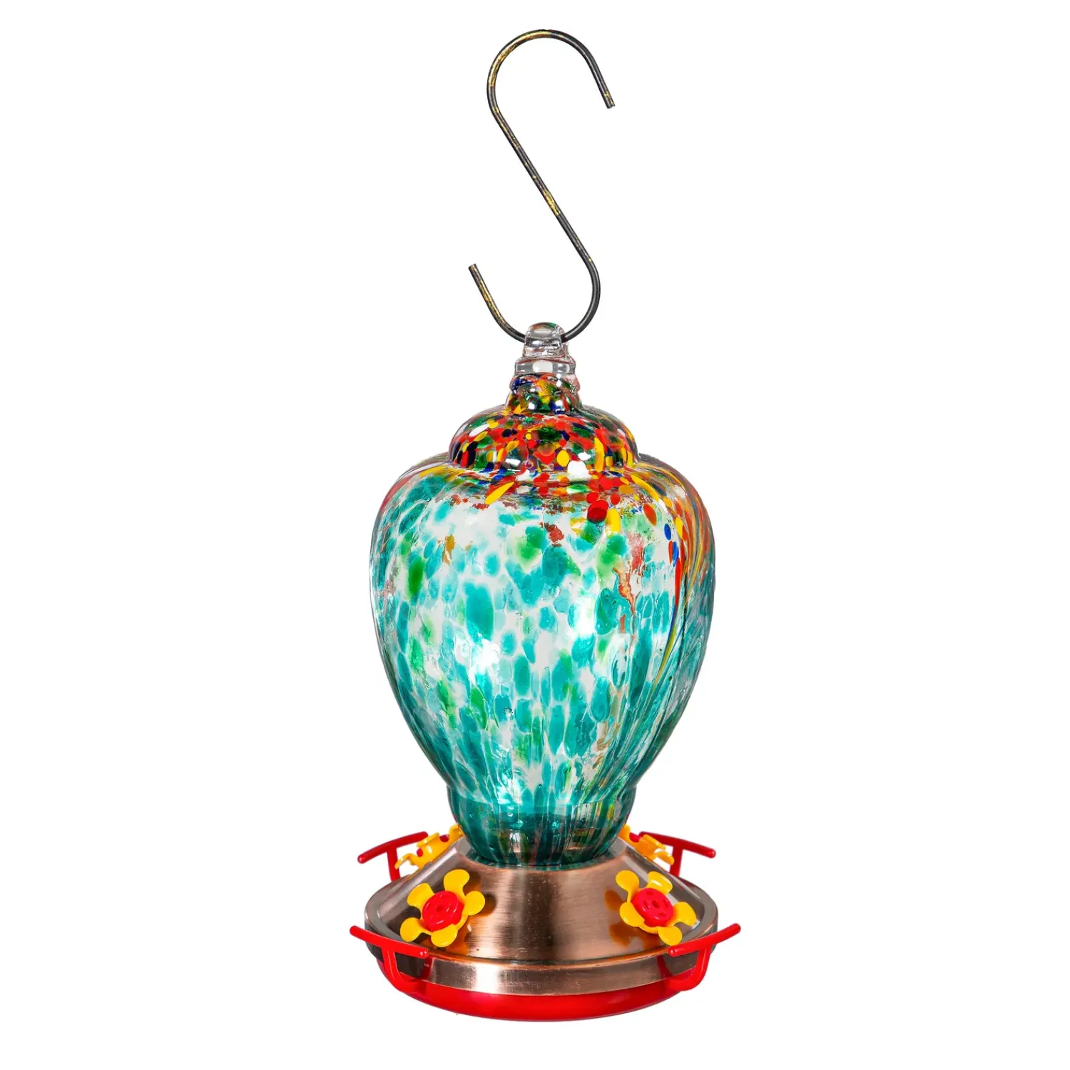 Plow & Hearth Hummingbird Feeders>Art Glass Shell Hummingbird Feeder, Blue