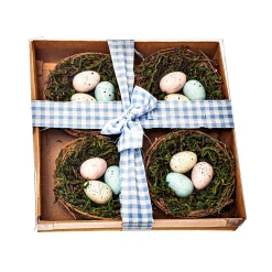 Plow & Hearth Faux Flowers & Plants>Artificial Easter Bird Nest Table Décor in Gift Box, Set of 4