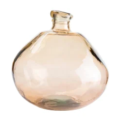 Plow & Hearth Planters & Vases>Artisan-Crafted Recycled Glass Askew Balloon Vase Champagne