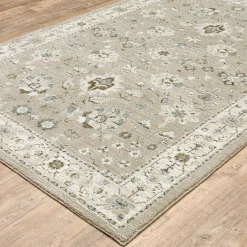 Plow & Hearth Area Rugs>Ashland Daybreak Synthetic Blend Indoor Border Rug, 1'10" x3'2" Beige