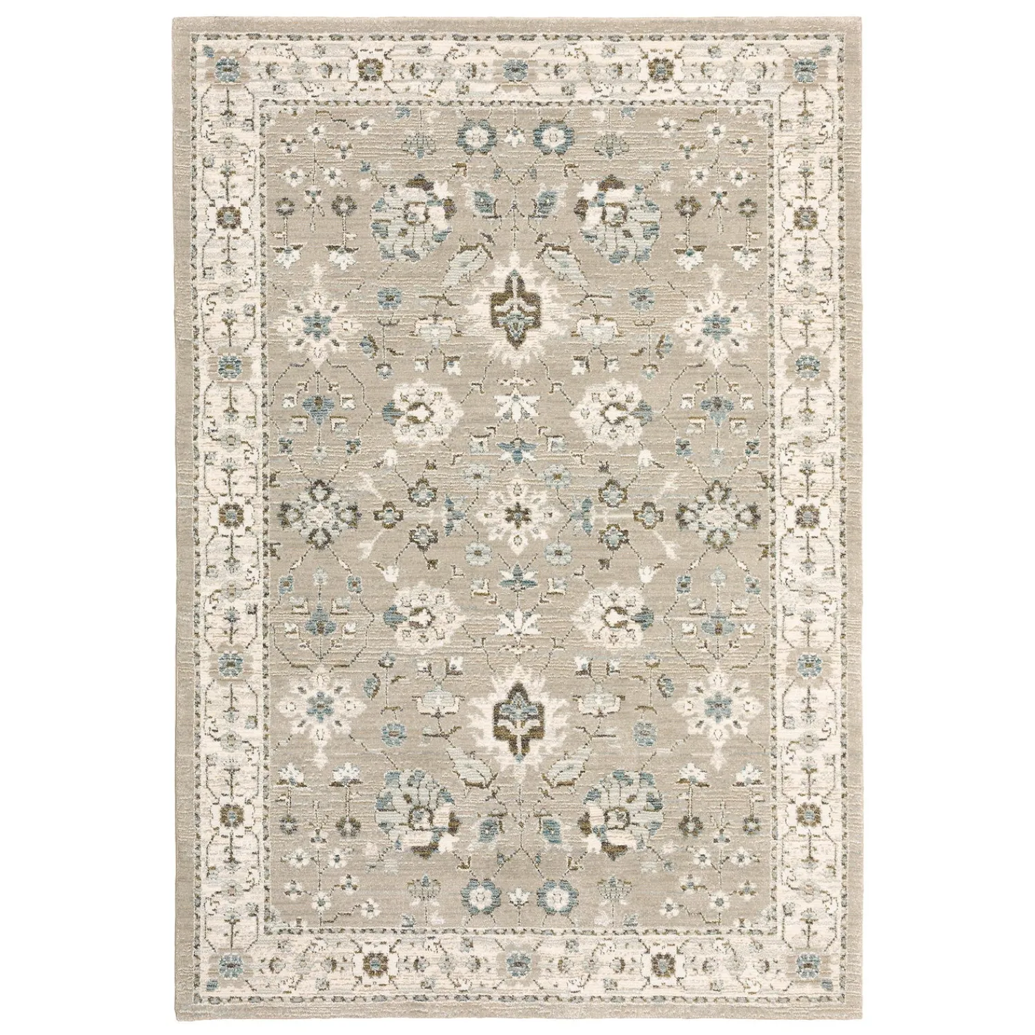 Plow & Hearth Area Rugs>Ashland Daybreak Synthetic Blend Indoor Border Rug, 1'10" x3'2" Beige