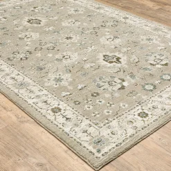 Plow & Hearth Area Rugs>Ashland Daybreak Synthetic Blend Indoor Border Rug, 5'3" x 7'3" Beige