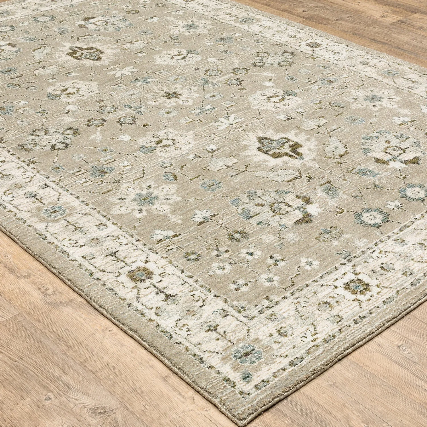 Plow & Hearth Area Rugs>Ashland Daybreak Synthetic Blend Indoor Border Rug, 6'7" x 9'6" Beige