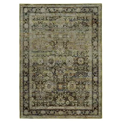 Plow & Hearth Area Rugs>Ashland Evening Synthetic Blend Indoor Border Rug, 7'10" Round Green