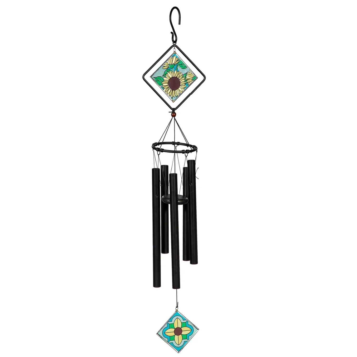 Plow & Hearth Wind Chimes & Mobiles>Avria Stained Glass Chime, Sunflowers, 36"