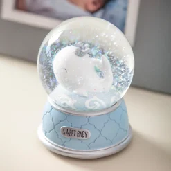 Plow & Hearth Decorative Accents>Baby Whale Blue Resin Waterglobe/Music Box