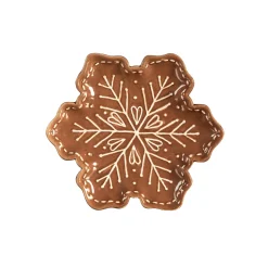 Plow & Hearth Plates & Platters>Baking Spirits Bright Plate Gingerbread Snowflake Shaped Embossed Ceramic Appetizer Plate, 8"