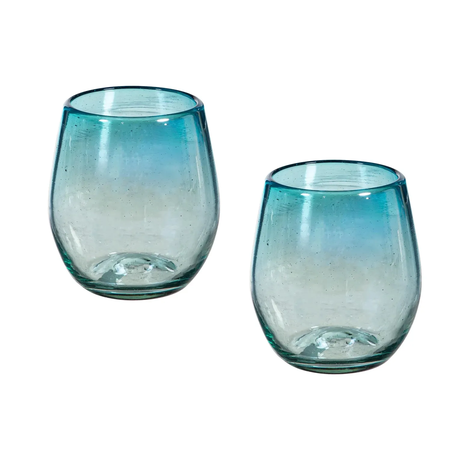 Plow & Hearth Wine Glasses>Bambeco Aqua Luster Stemless Glass, 14oz