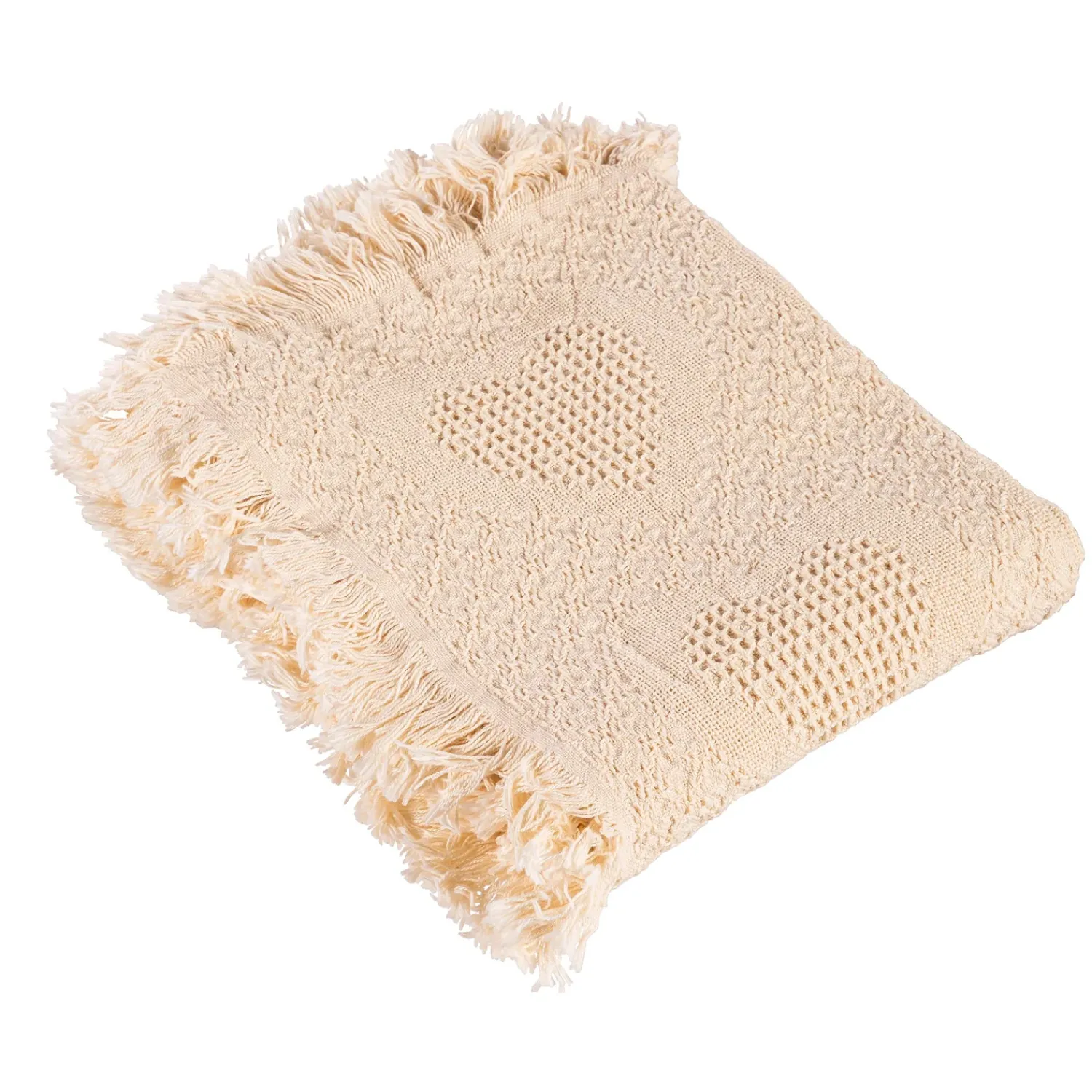 Plow & Hearth Throws & Blankets>Basket Weave Cotton Heart Throw